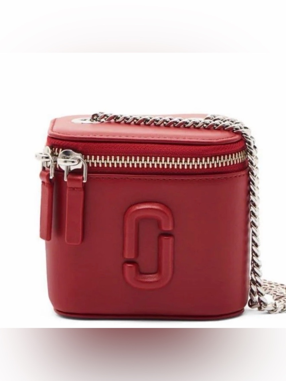 Marc Jacobs The Mini Vanity Red Leather Crossbody with Silver Chain